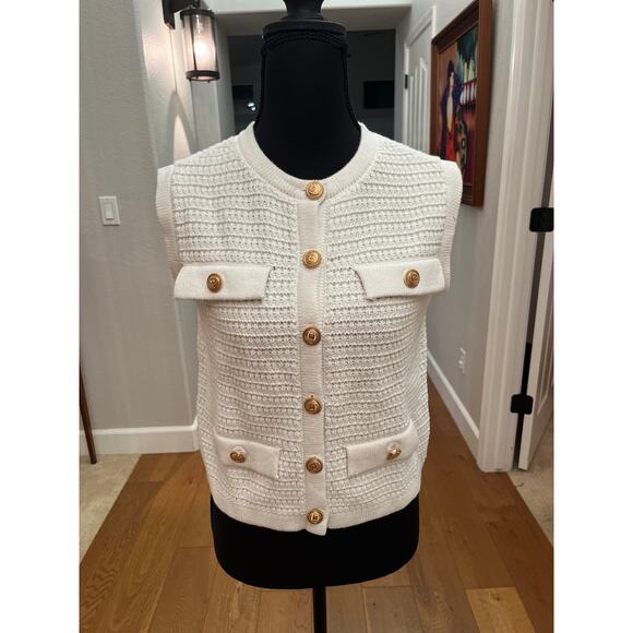 [BLANKNYC] Sleeveless Knit Vest Cardigan Color: Cream (Size S) - NWT - Picture 7 of 11